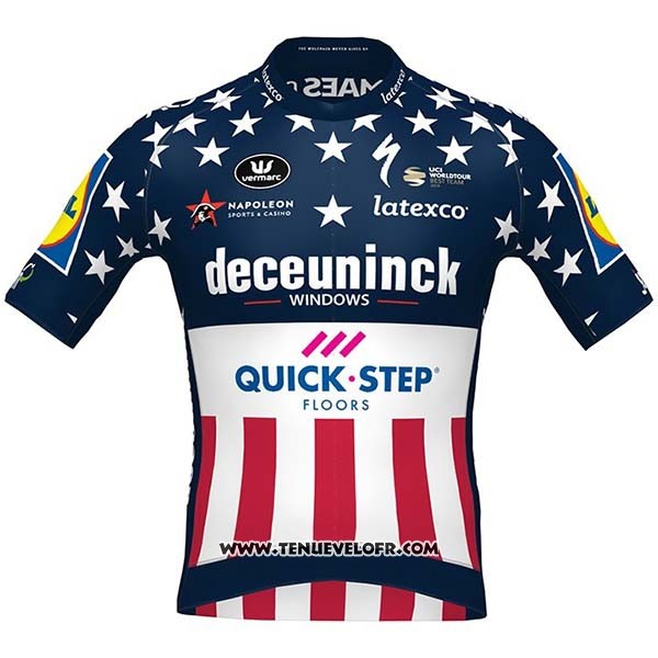 2020 Maillot Ciclismo Deceuninck Quick Step Champion USA Manches Courtes et Cuissard